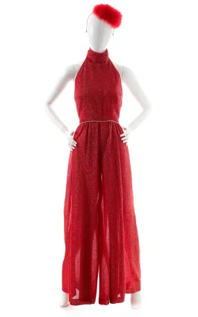 1970s Metallic Red Palazzo Jumpsuit | small/medium