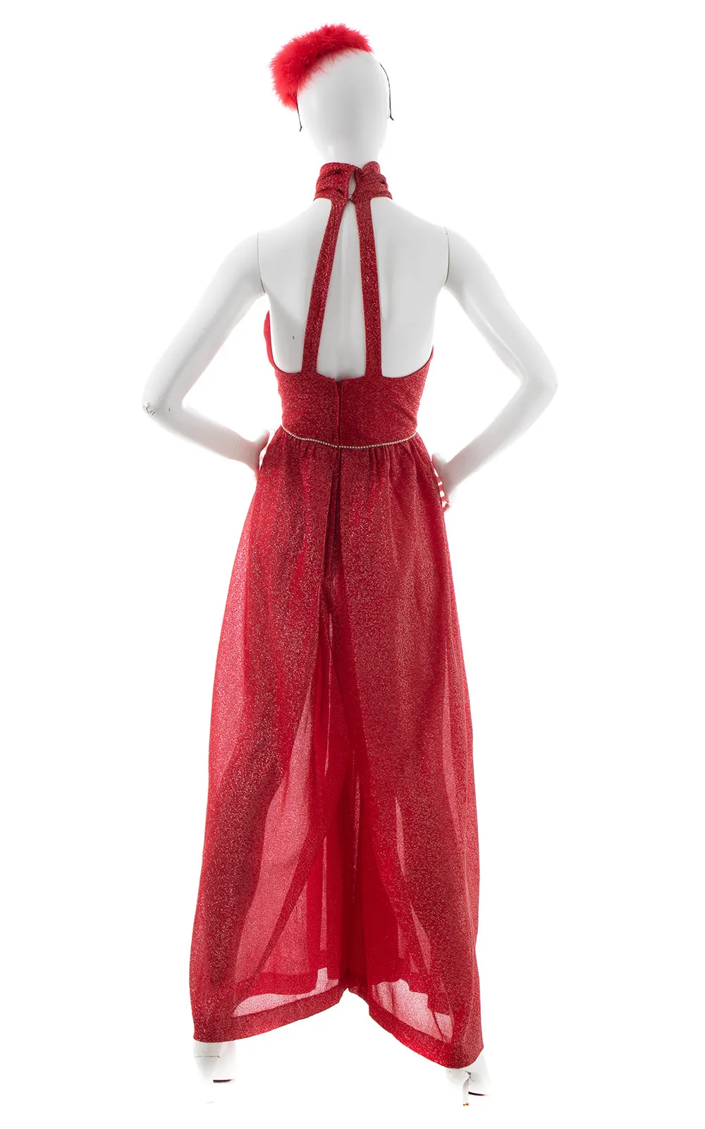 1970s Metallic Red Palazzo Jumpsuit | small/medium