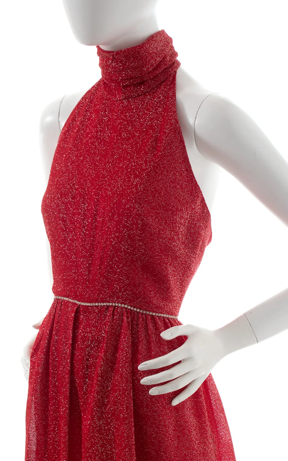 1970s Metallic Red Palazzo Jumpsuit | small/medium