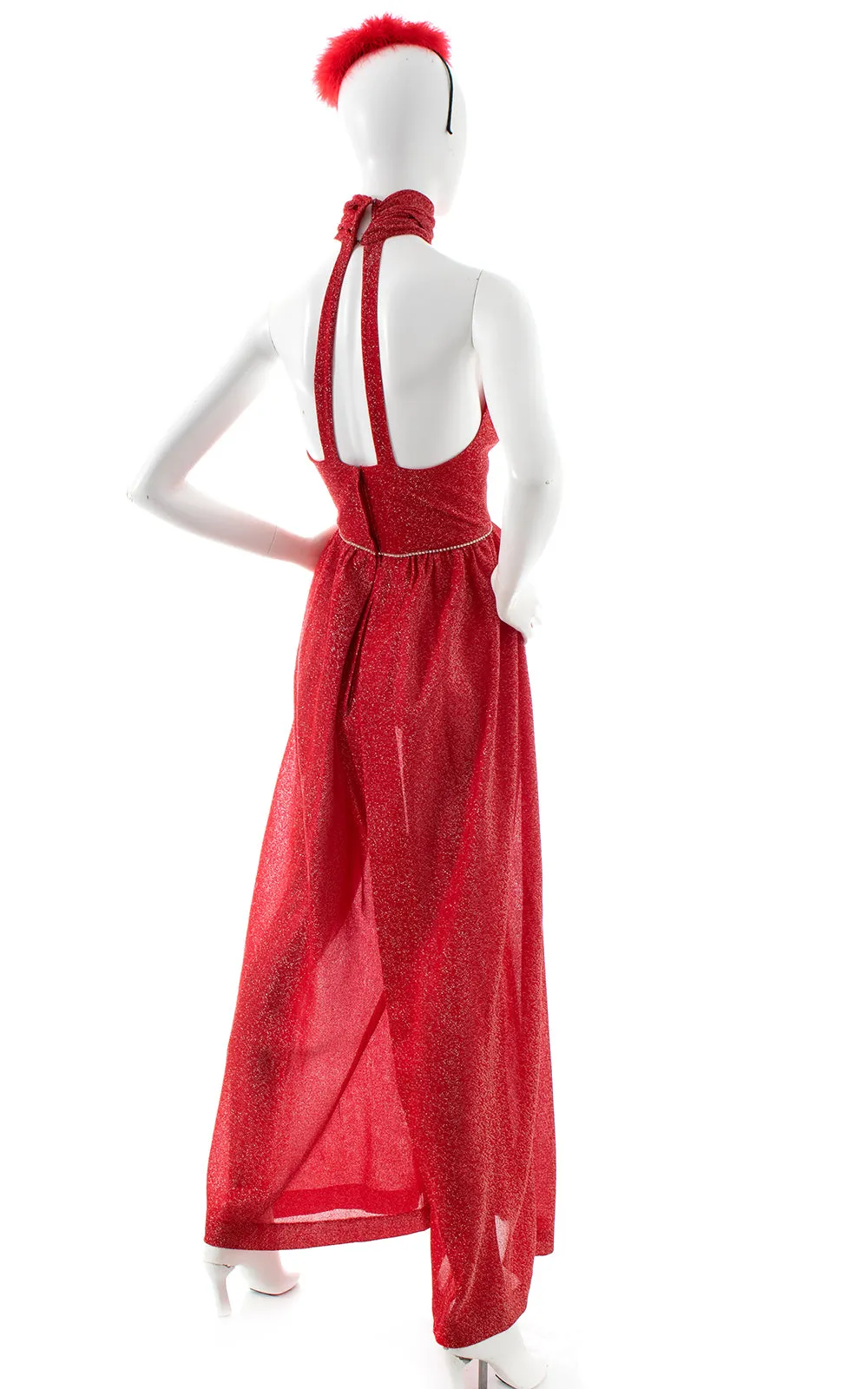 1970s Metallic Red Palazzo Jumpsuit | small/medium