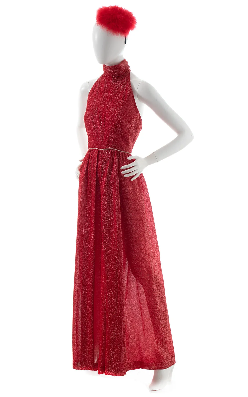 1970s Metallic Red Palazzo Jumpsuit | small/medium