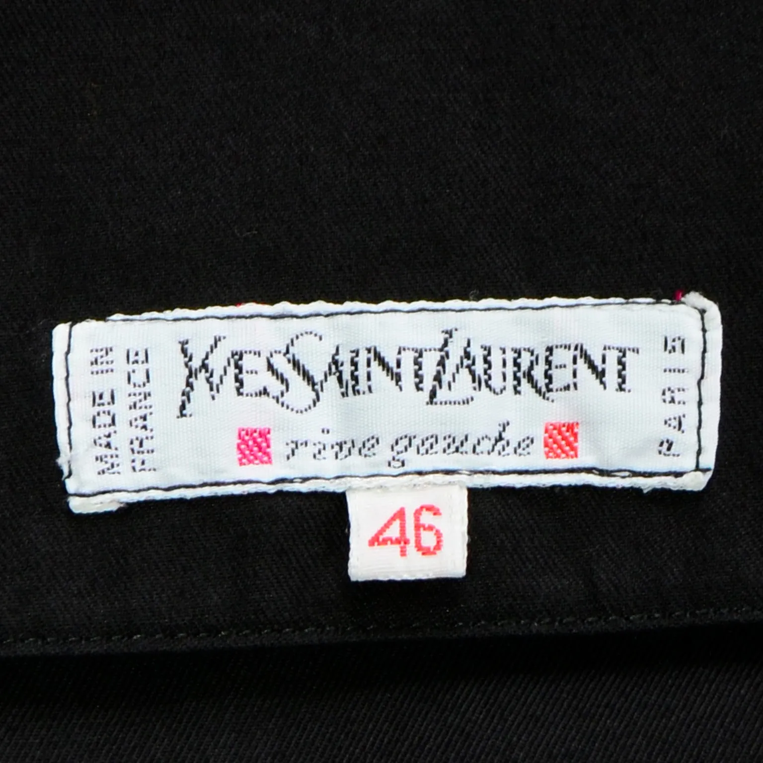 1990 Yves Saint Laurent Black Cotton Vintage Wrap Dress