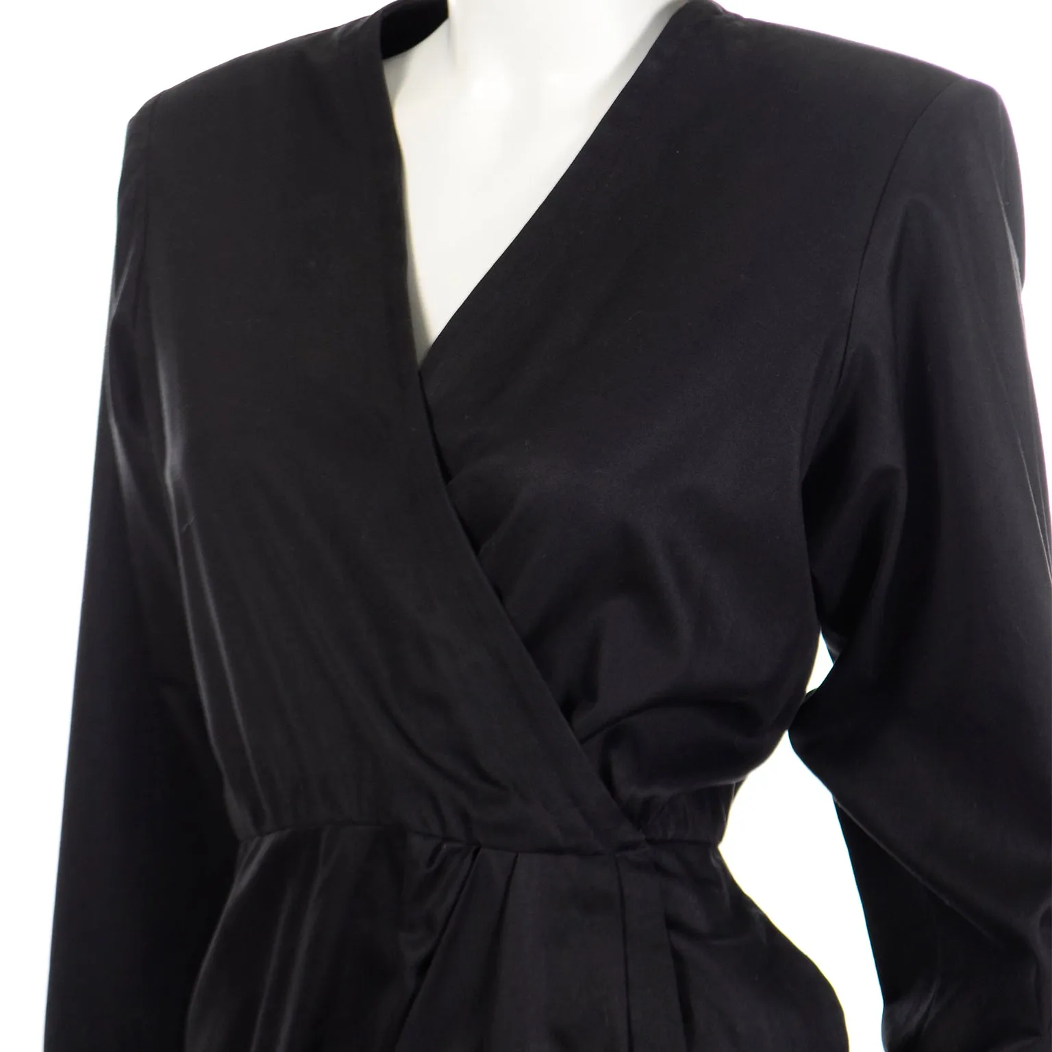 1990 Yves Saint Laurent Black Cotton Vintage Wrap Dress