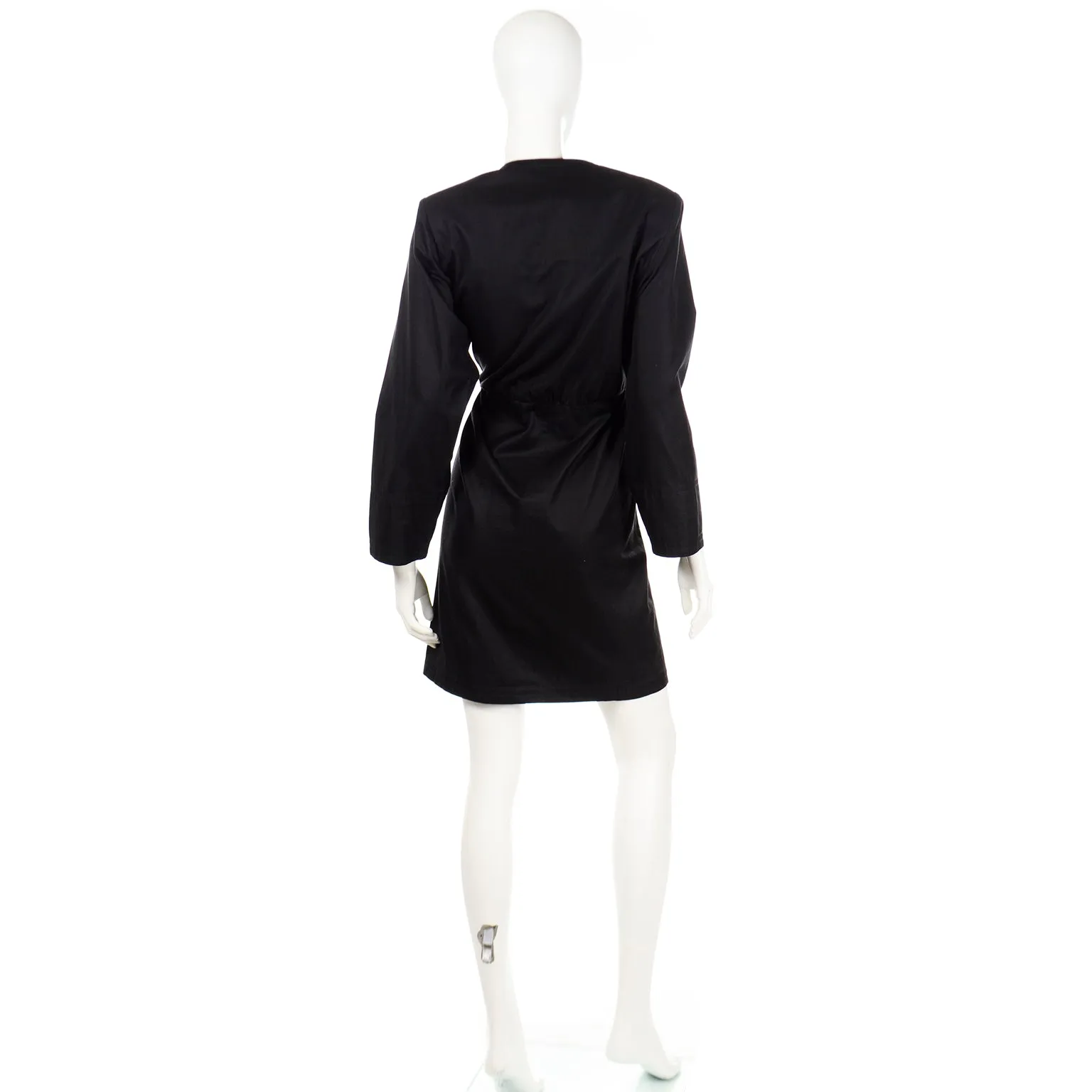 1990 Yves Saint Laurent Black Cotton Vintage Wrap Dress