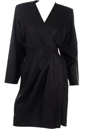 1990 Yves Saint Laurent Black Cotton Vintage Wrap Dress