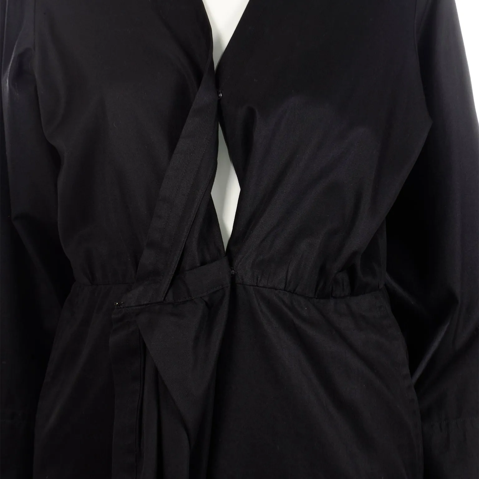 1990 Yves Saint Laurent Black Cotton Vintage Wrap Dress