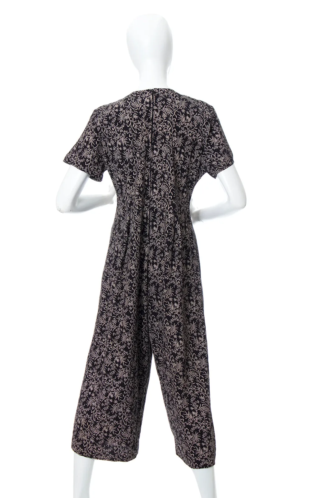 1990s Ditsy Floral Rayon Wide Leg Jumpsuit | medium/large