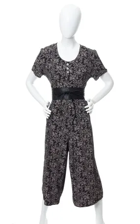 1990s Ditsy Floral Rayon Wide Leg Jumpsuit | medium/large