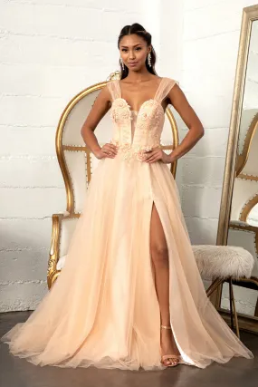 3D Floral Corset Gown by Elizabeth K GL3007 - Outlet