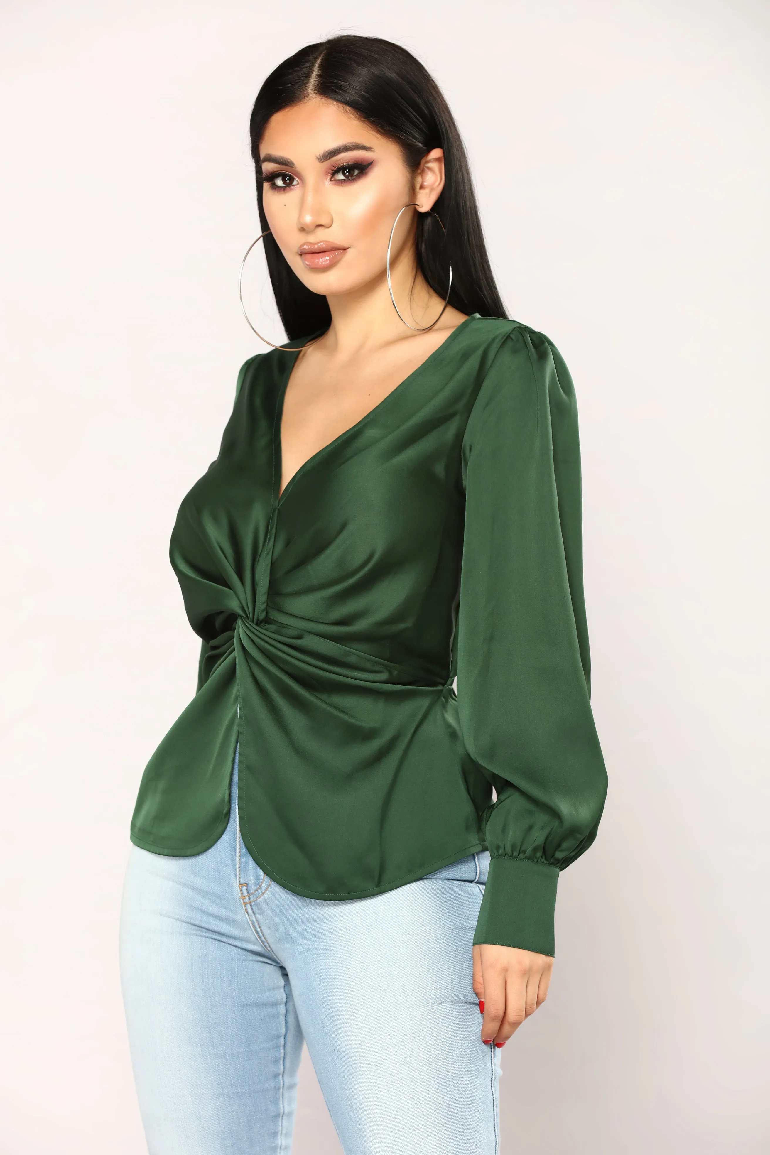 A List Twist Top - Hunter Green