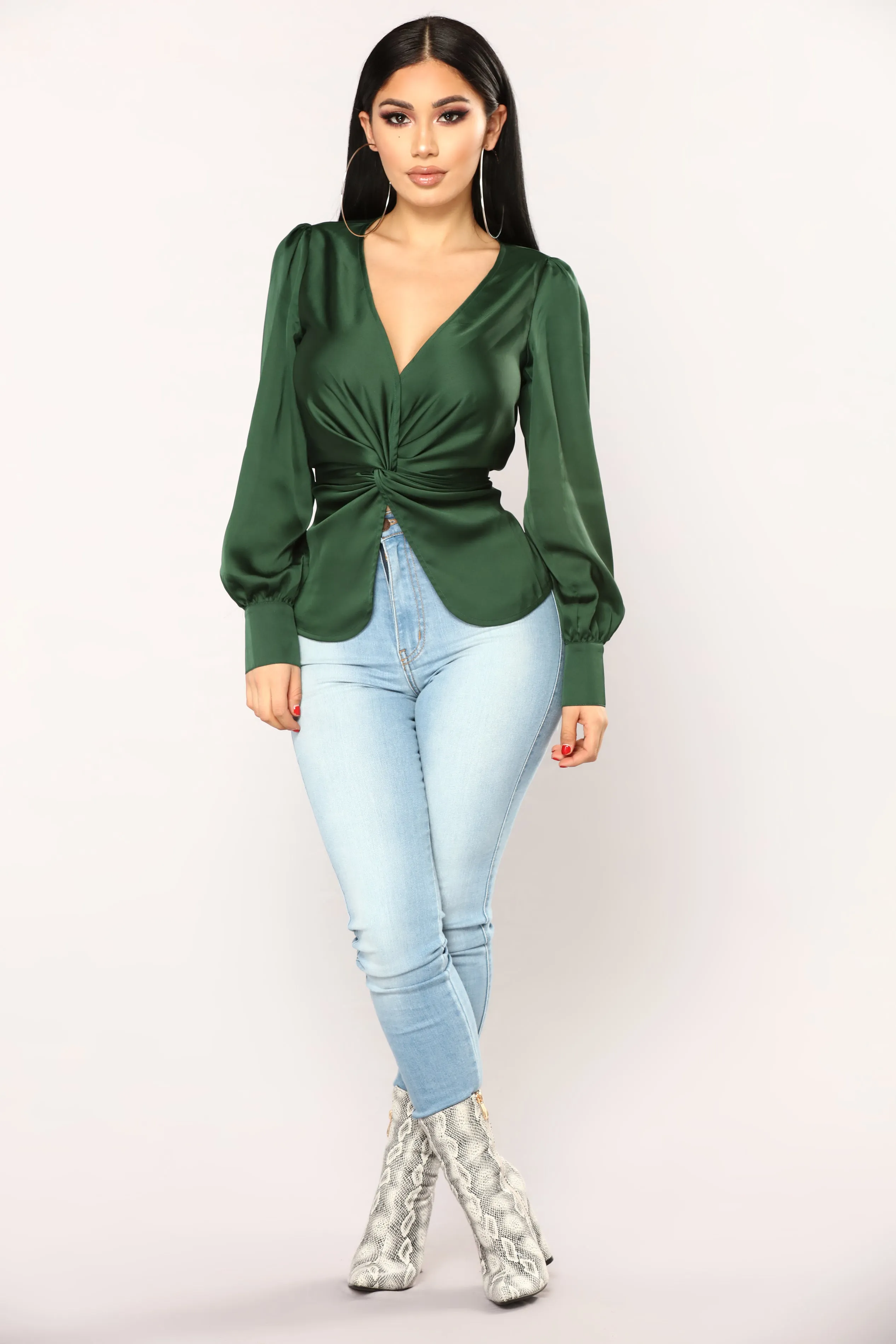 A List Twist Top - Hunter Green