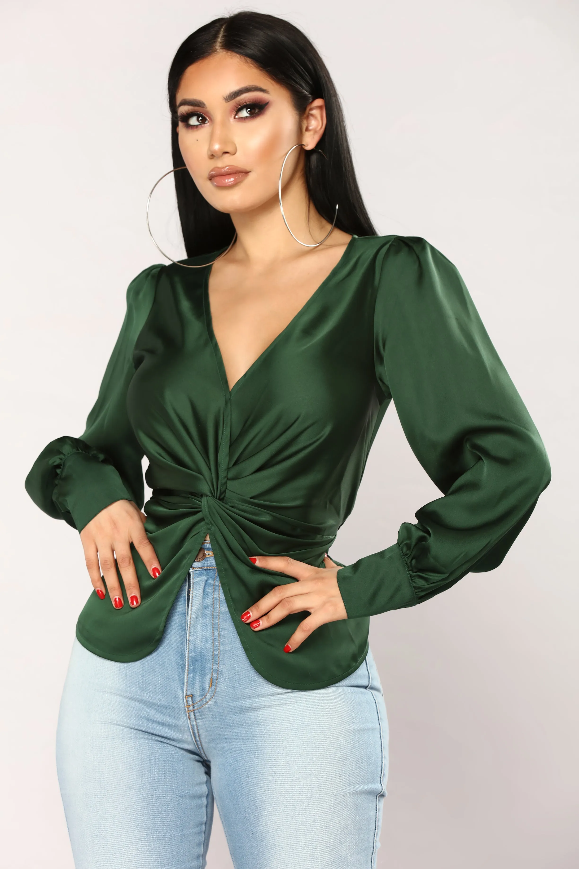 A List Twist Top - Hunter Green