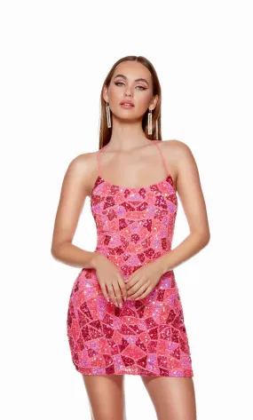 Alyce Paris Geometric Sequin Homecoming Dress 4625