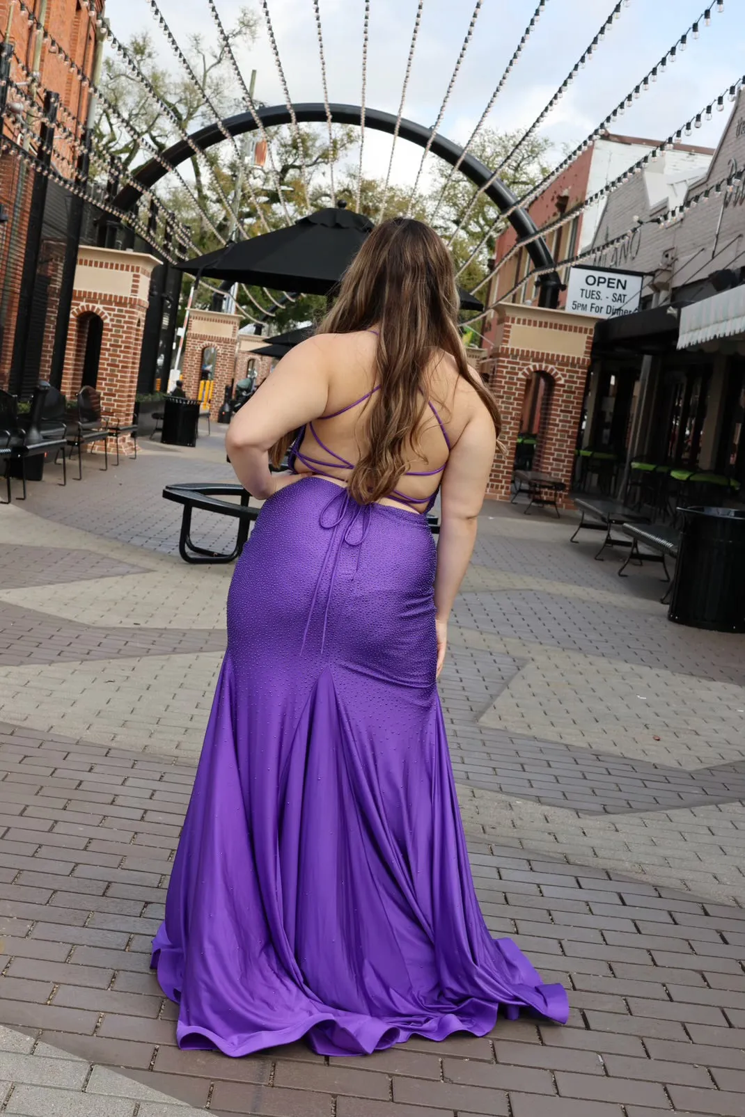 Anastasia Stone Accented Long Mermaid Evening Gown