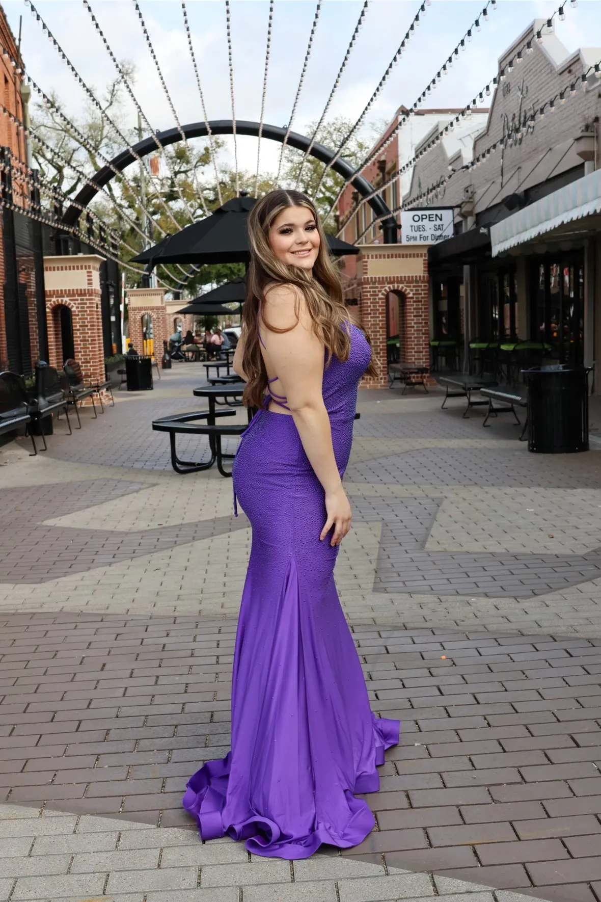 Anastasia Stone Accented Long Mermaid Evening Gown