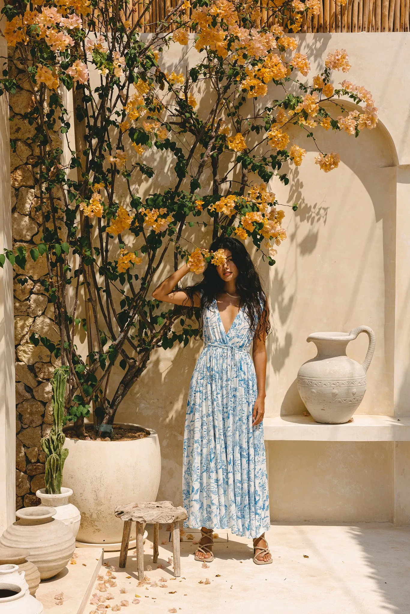 Avalon Blue Tropical Toile Maxi Dress