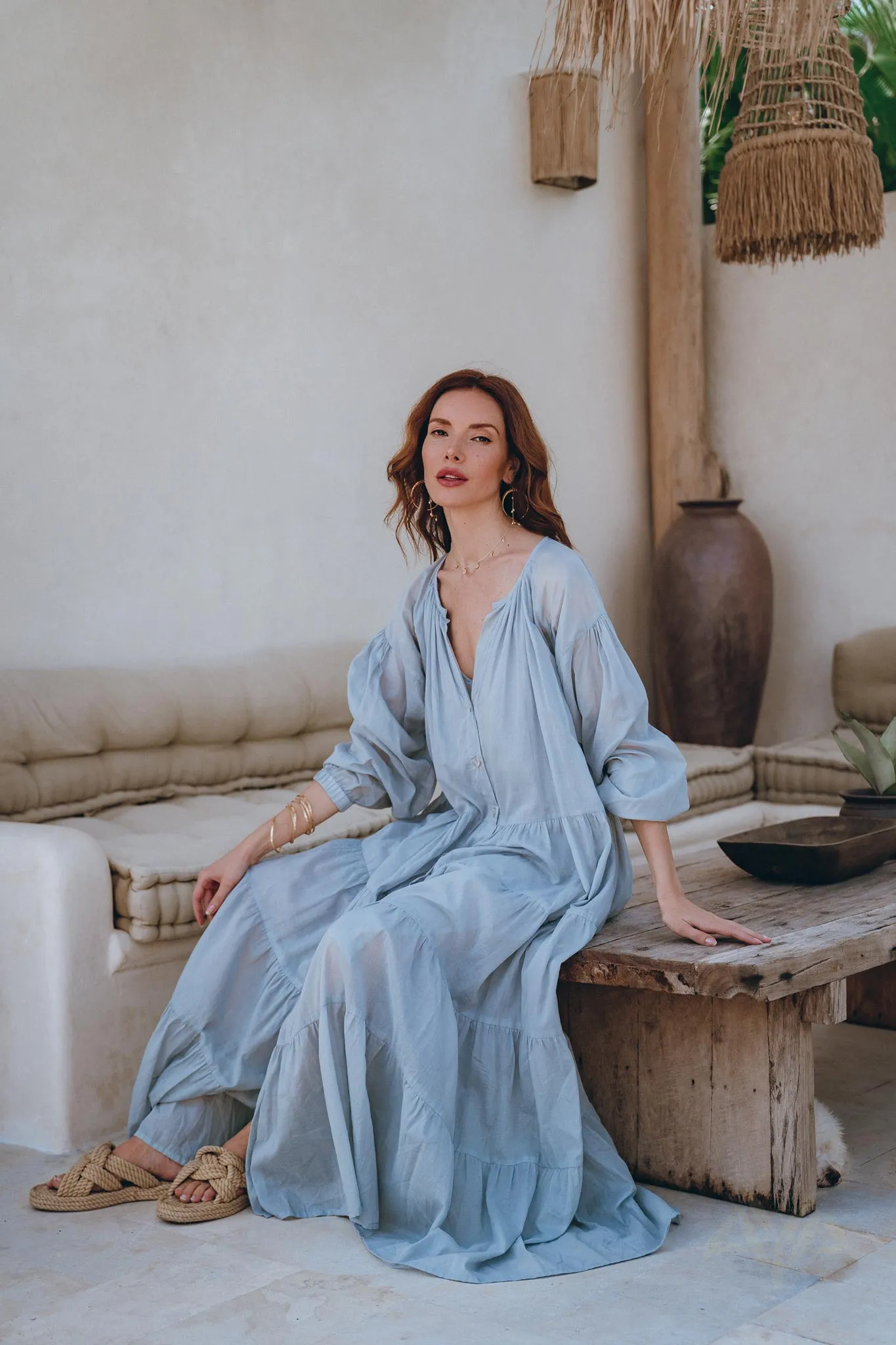 Boho Dress for Women • Sky Blue Bohemian Prom Dress • Light Summer Dress