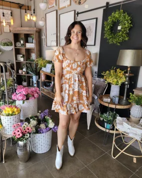 Carmel Floral Puff Sleeve Dress