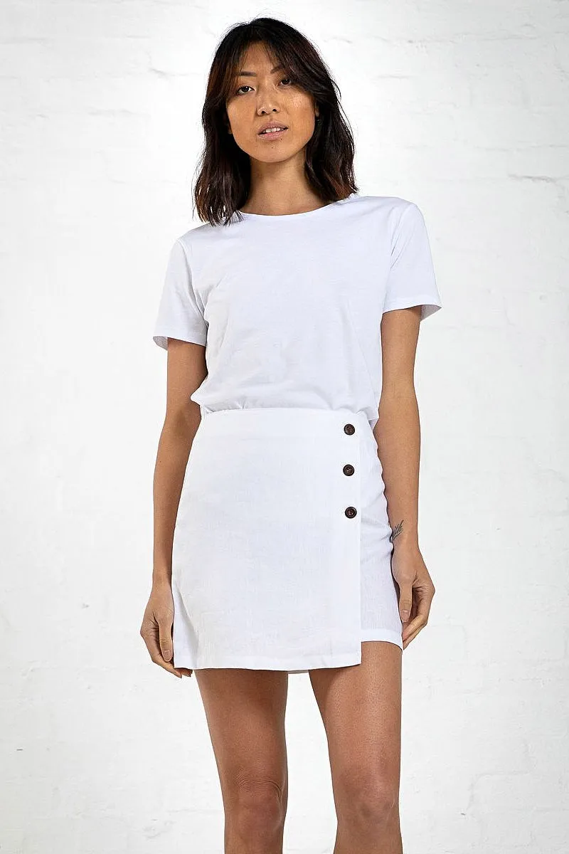 Casa Amuk WOMENS A-LINE LINEN SKIRT WHITE
