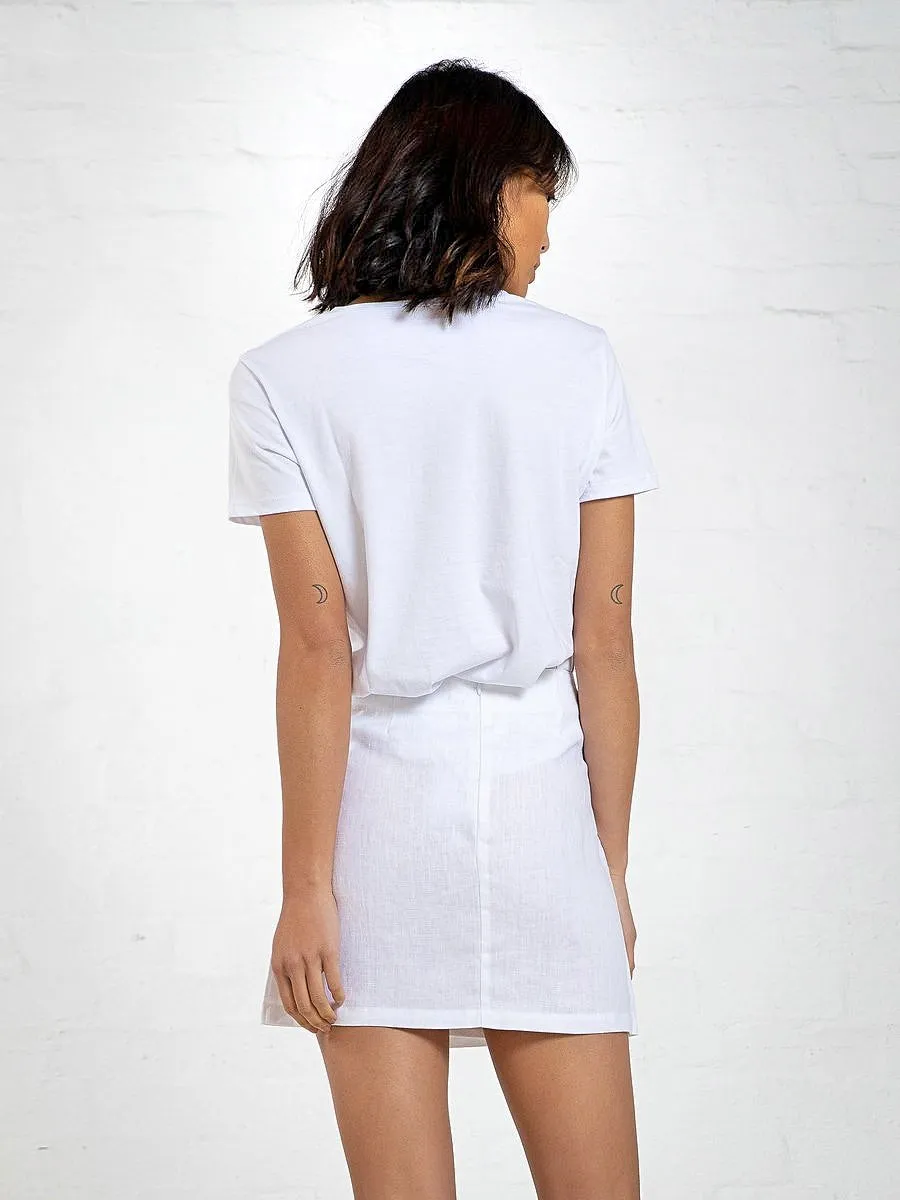 Casa Amuk WOMENS A-LINE LINEN SKIRT WHITE
