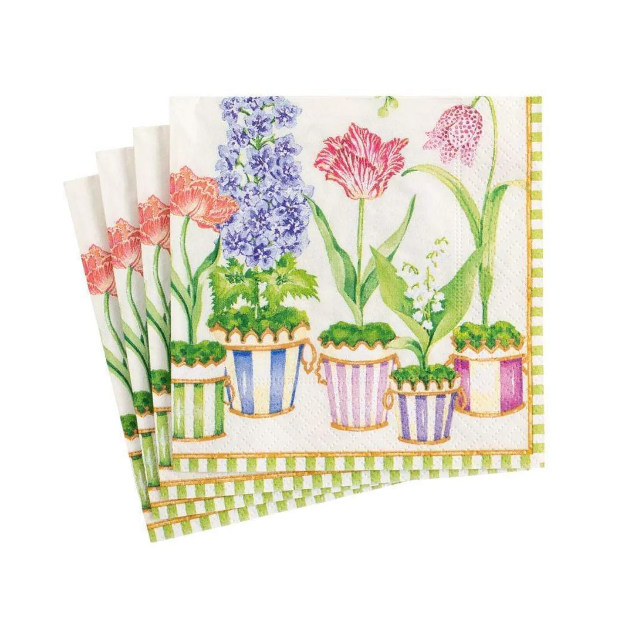 Caspari cachepot flowers cocktail napkins