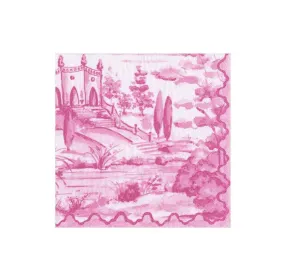Caspari raspberry toile cocktail napkins