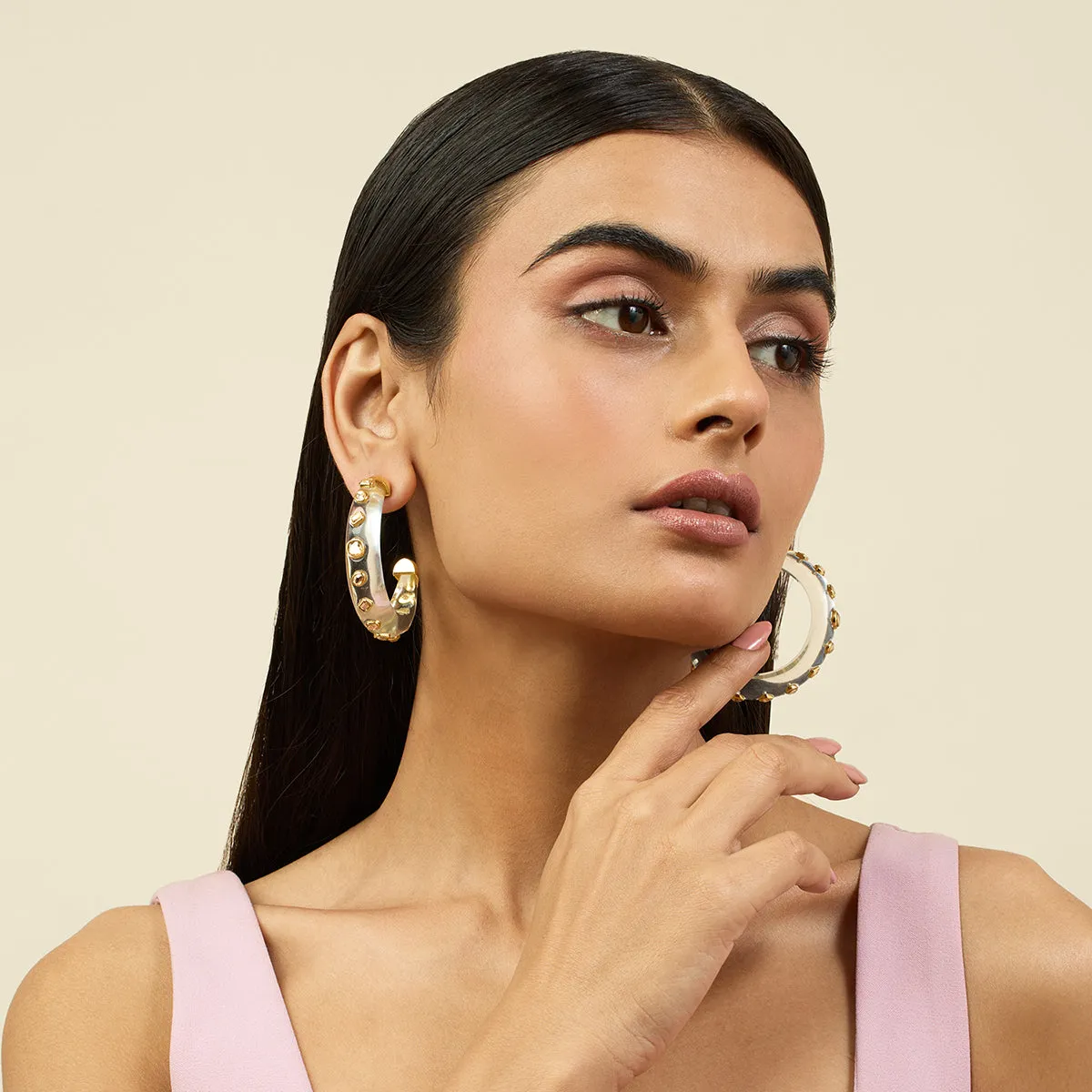 Clear Core Hoop Earrings