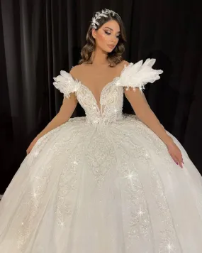 Dallas Illusion square neck white long sleeves  Wedding Dress