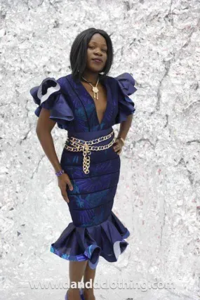 D&D Blue Dress With Gold Belt