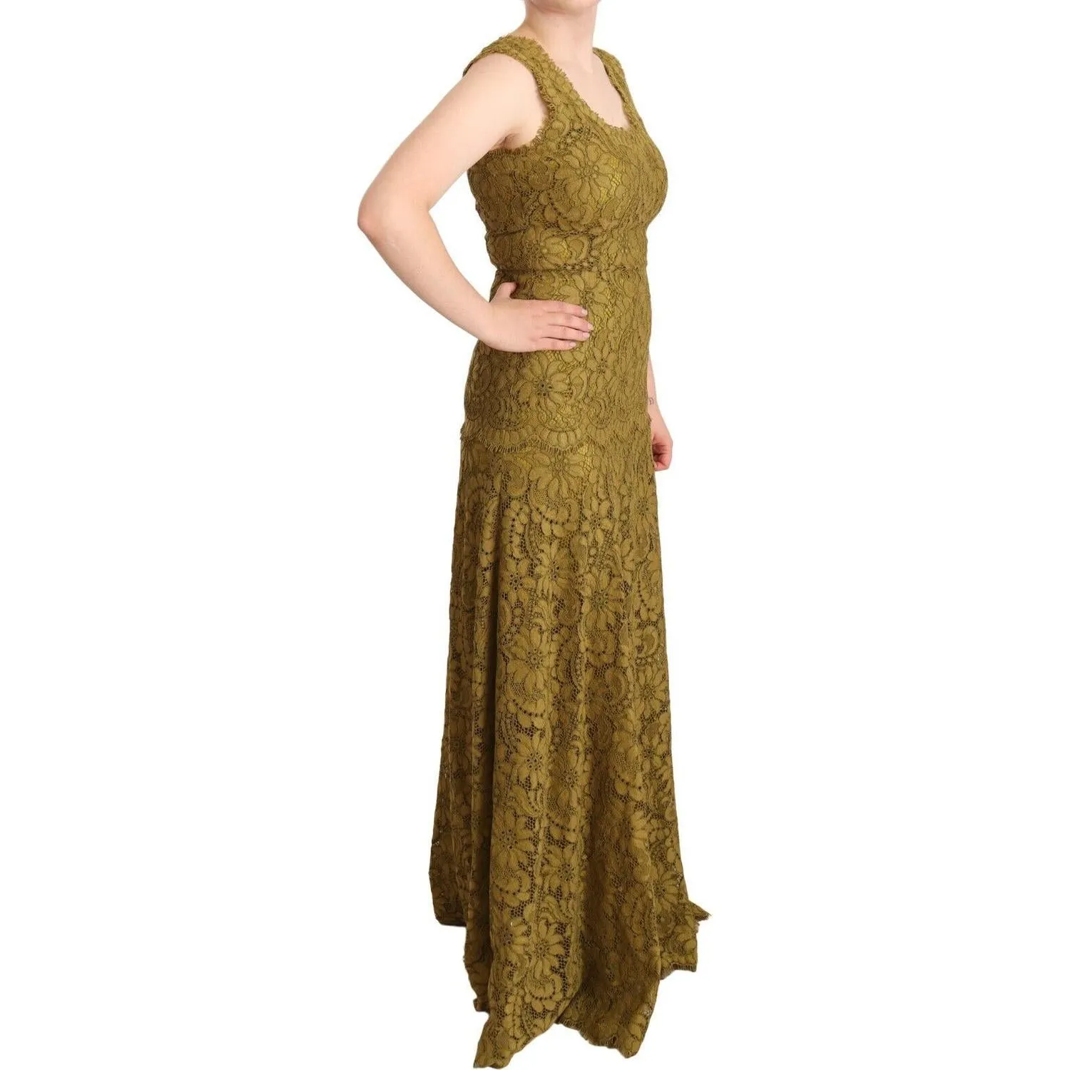 Dolce & Gabbana Elegant Lace Floor-Length Sleeveless Gown
