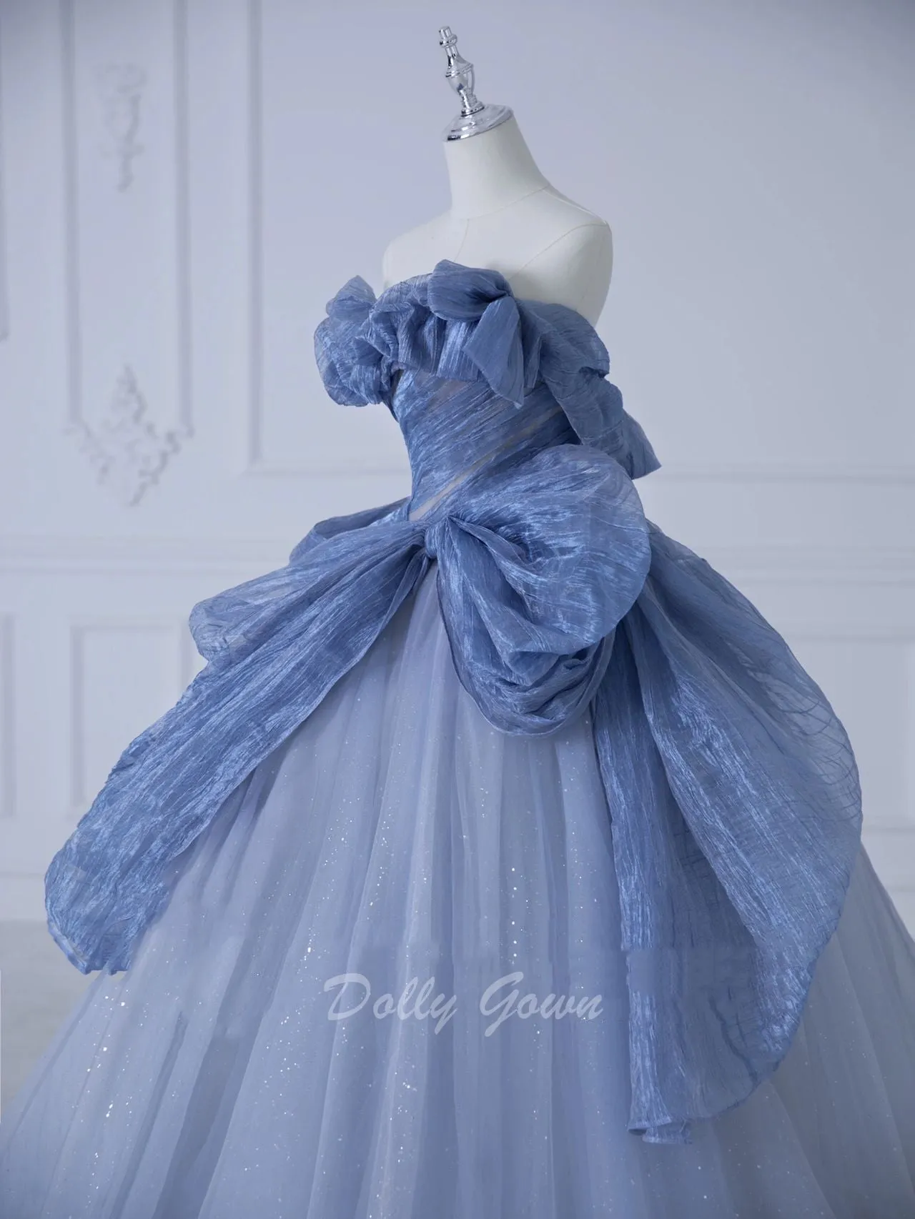 Dusty Blue Ball Gown Prom Dress