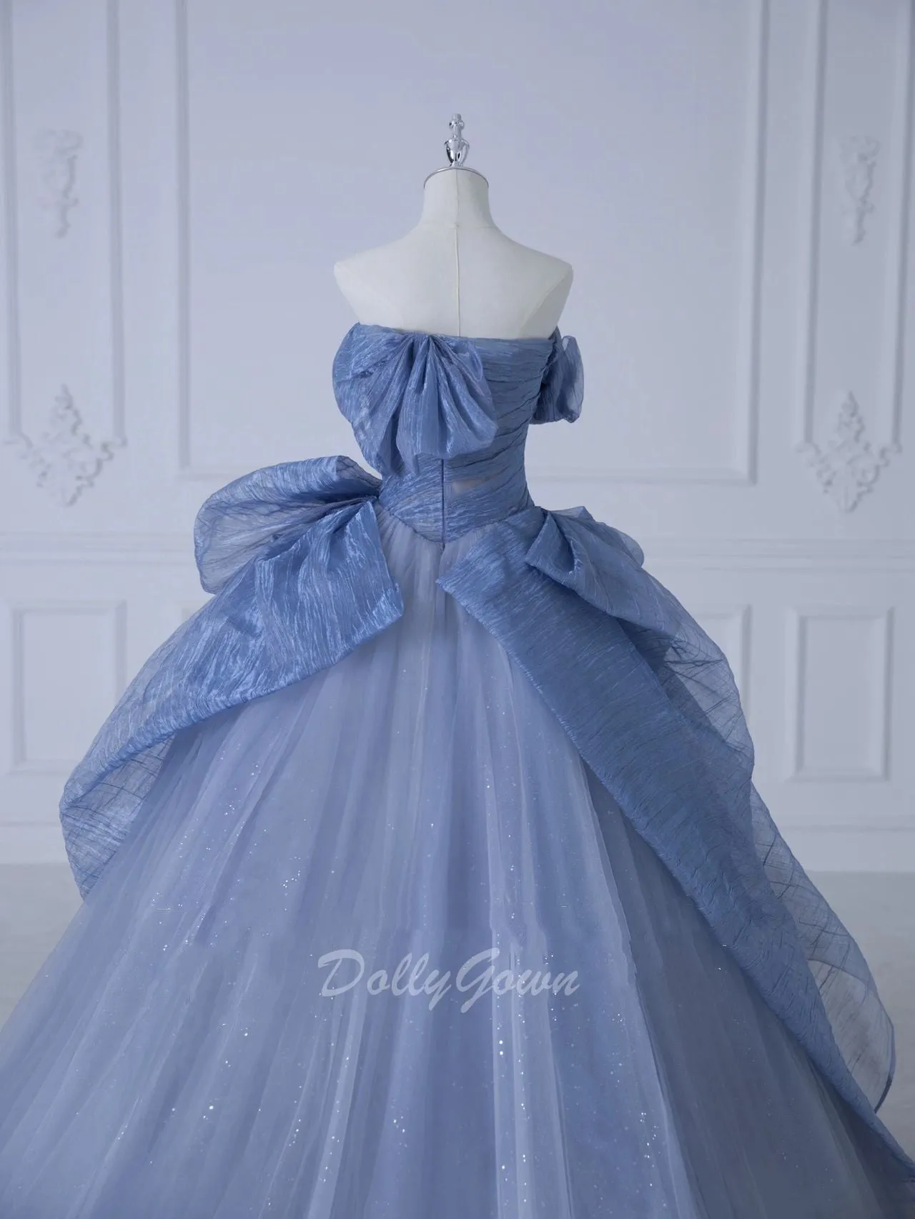 Dusty Blue Ball Gown Prom Dress