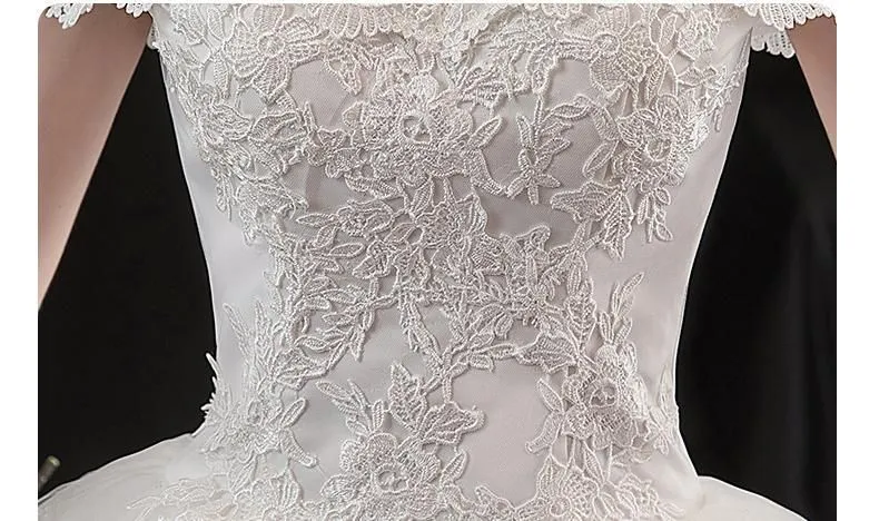 Elegant Boat Neck Off The Shoulder Wedding Ball Gown