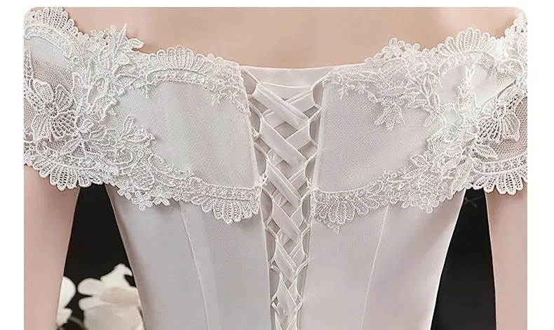 Elegant Boat Neck Off The Shoulder Wedding Ball Gown