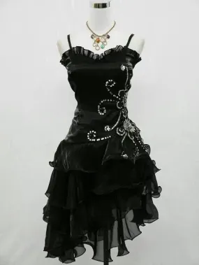 Elegant Formal Dresses A Line Black Ruffle Short Prom Dress Homecoming Dress Gowns Evening Dresses