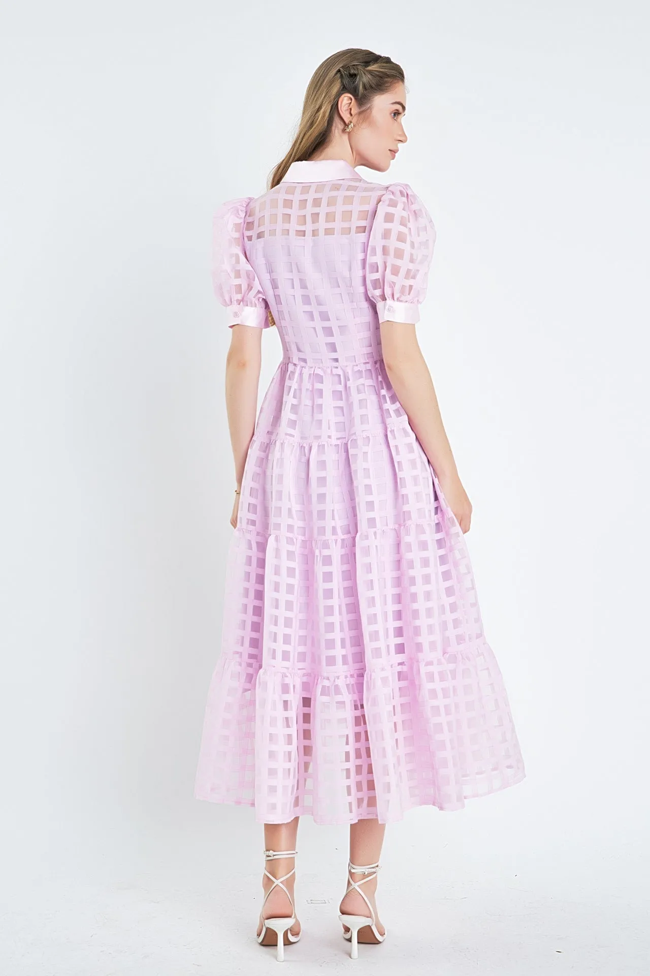 English Factory - Gridded Organza Tiered Maxi Dress- Final Sale