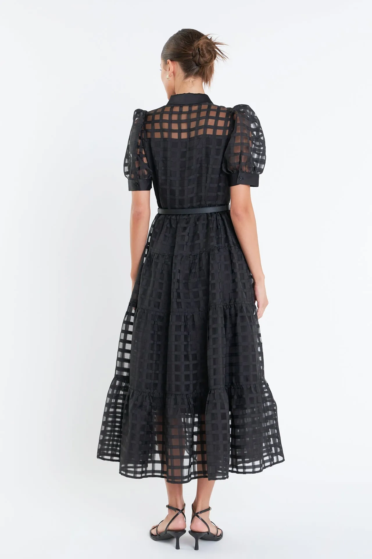 English Factory - Gridded Organza Tiered Maxi Dress- Final Sale