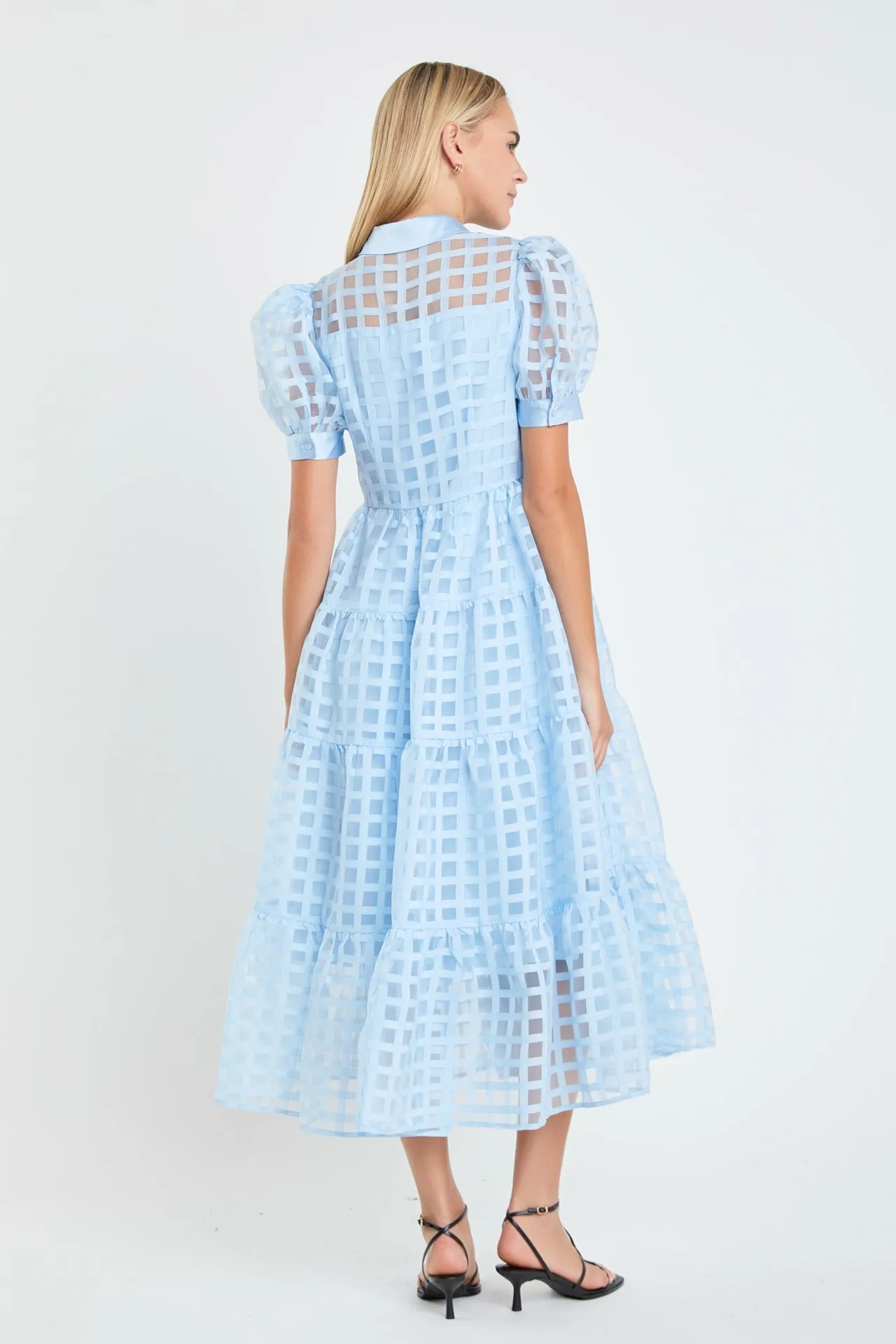 English Factory - Gridded Organza Tiered Maxi Dress- Final Sale