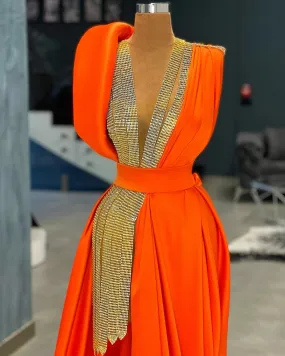 Ezra Luxury Orange Evening Dress