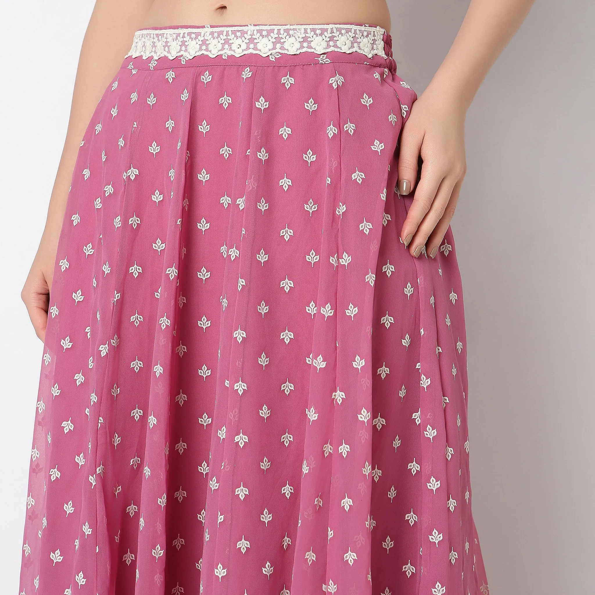 Flare Fit Printed A-Line Skirt