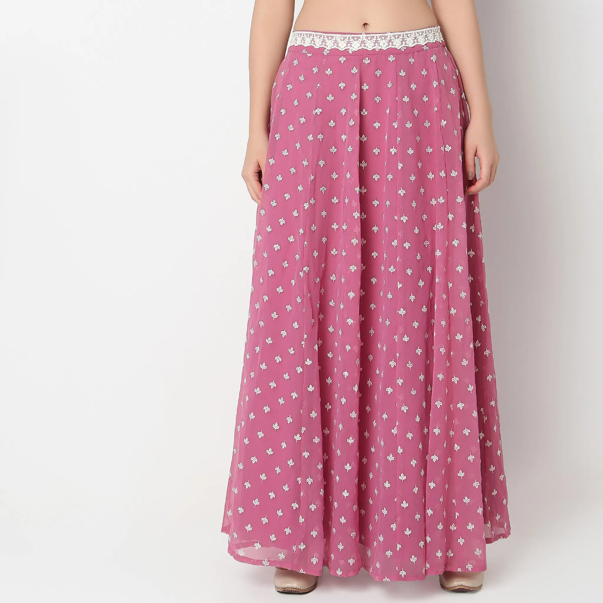 Flare Fit Printed A-Line Skirt