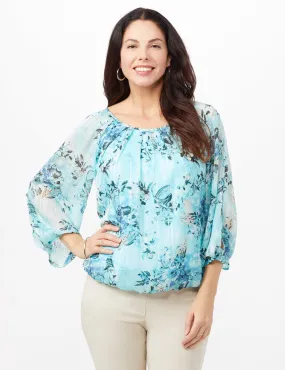 Floral Bubble Hem Blouse