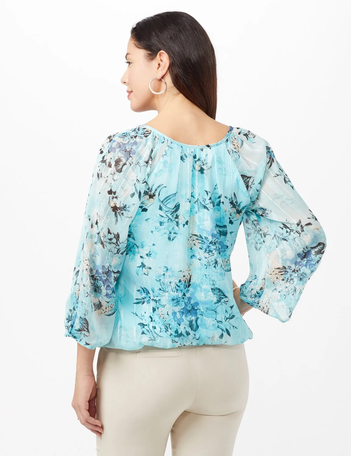 Floral Bubble Hem Blouse