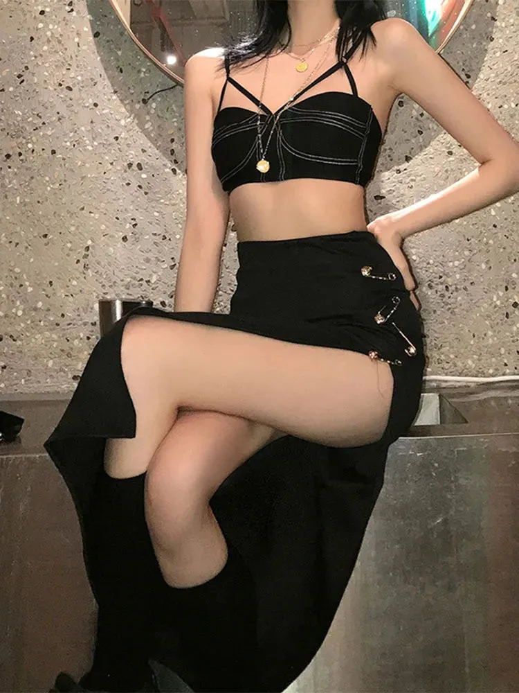 High Waist A-Line Party Long Skirt - Grunge Punk Alternative