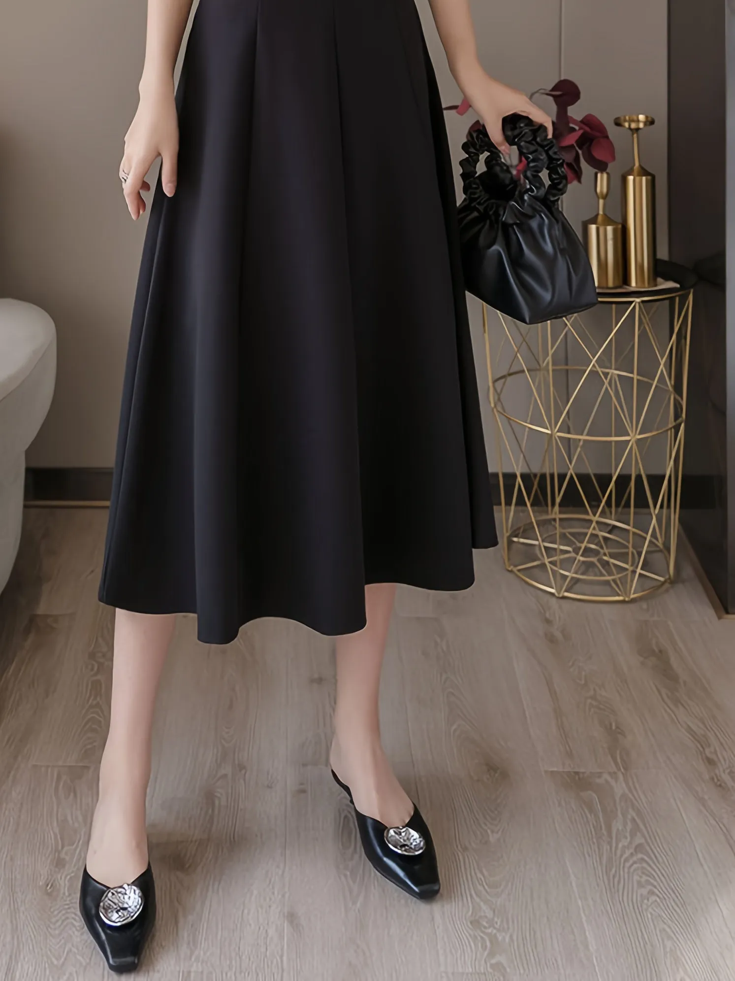 High Waist Mid-length A-line Women's Midi High Waist Skirt