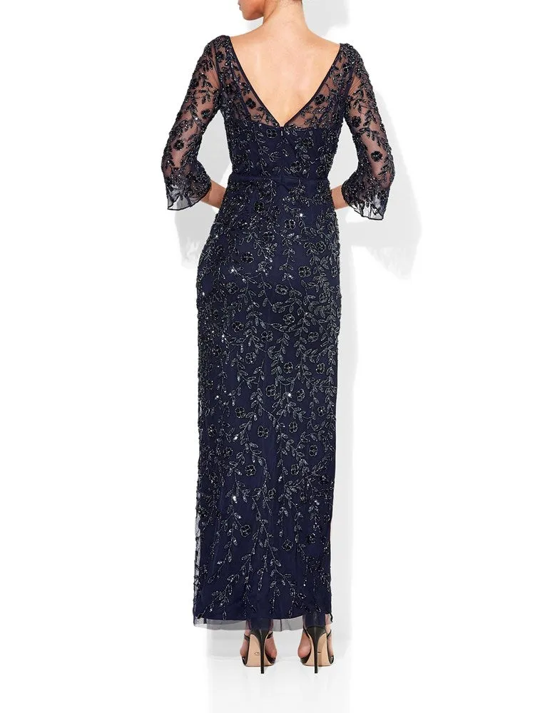 Juliette Navy Hand Beaded Gown
