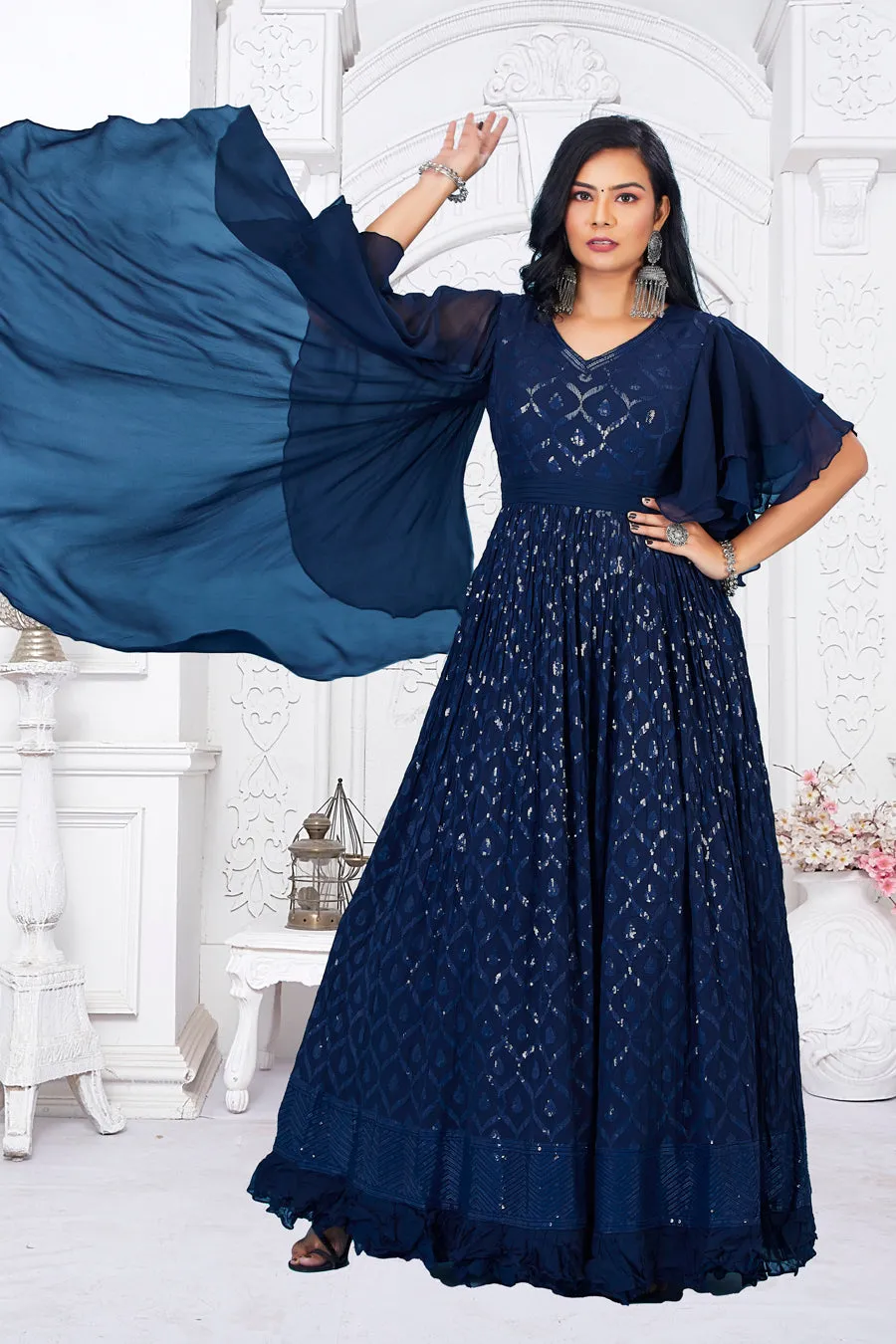 Ladies Gown with Beautiful Long Sleeves