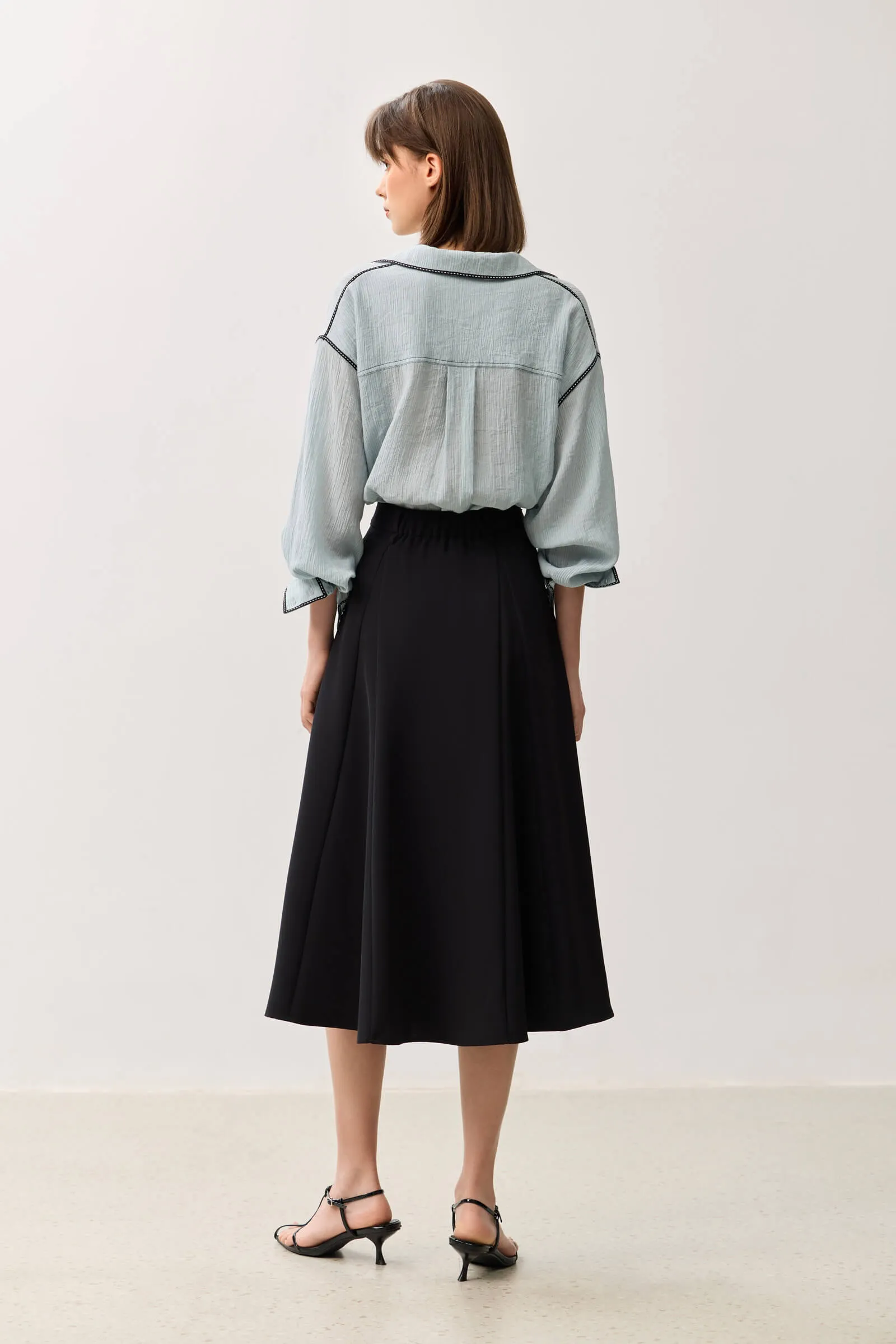LILY Grey A-line Midi Skirt