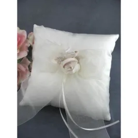 Luxe Satin Rose and Rhinestone Wedding Ring Bearer Pillow