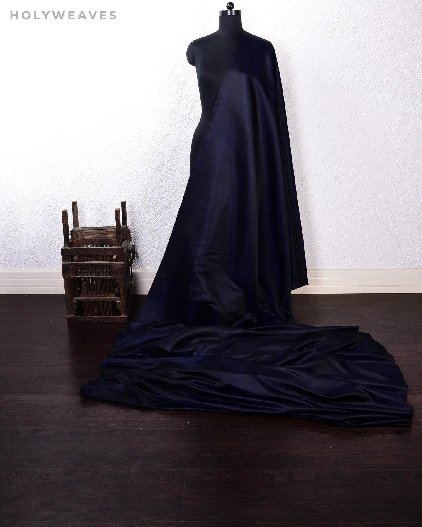Navy Blue Plain Satin Viscose Silk Fabric
